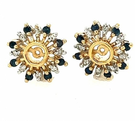 14K Yellow Gold Sapphire & Diamond Stud Earring Jackets – Empire Diamond