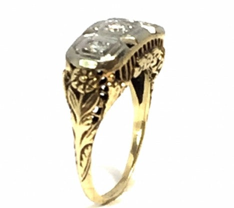 2 Tone 3 Stone Diamond Engagement Ring – Empire Diamond – view 3
