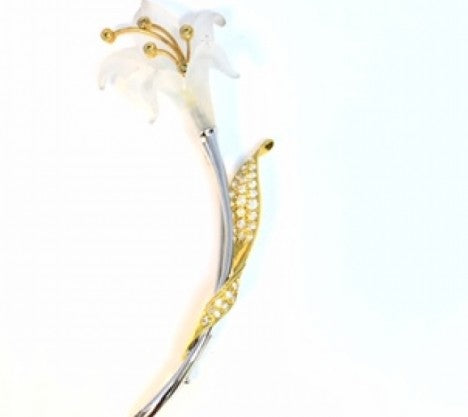 Yellow Gold & Platinum Quartz Crystal Flower Pin – Empire Diamond