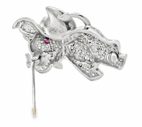 Platinum Diamond Happy Elephant Pin, Brooch or Pendant – Empire Diamond – view 2