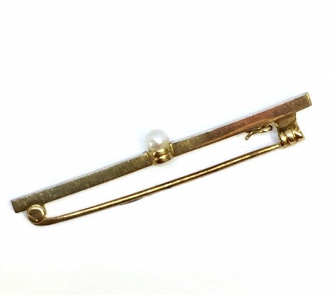 Vintage Yellow Gold/Platinum Bar Pin – Empire Diamond – view 2