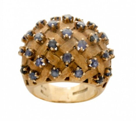 Tiffany 18K Basketweave & Sapphire Ring – Empire Diamond