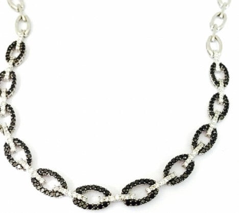 Open Oval Link Black & White Diamond Necklace – Empire Diamond – view 2