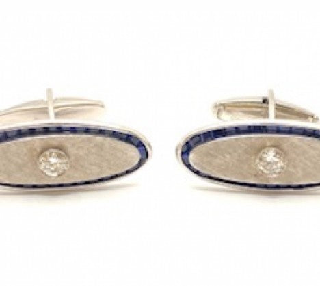 Lucien Piccard White Gold Diamond & Sapphire Men's Dress Set – Empire Diamond – view 4