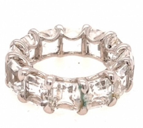 White Gold Square Cut Colorless Topaz Eternity Band – Empire Diamond – view 3