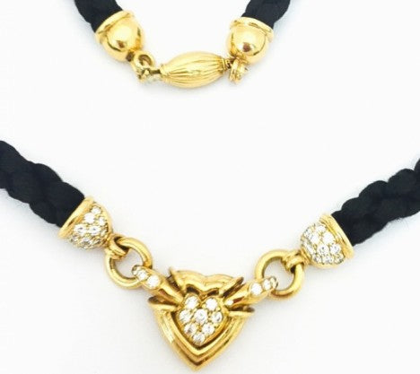 Black Braided Cord Diamond Heart Necklace – Empire Diamond – view 3