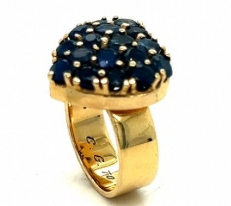 Yellow Gold Heart filled with round Sapphires – Empire Diamond – view 3