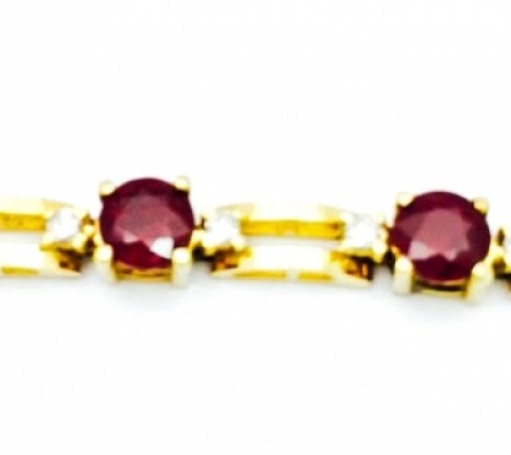 Yellow Gold Ruby and Small Diamond Line Bracelet – Empire Diamond – view 2