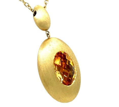 Checkerboard Cut Oval Citrine Slide Pendant – Empire Diamond – view 4