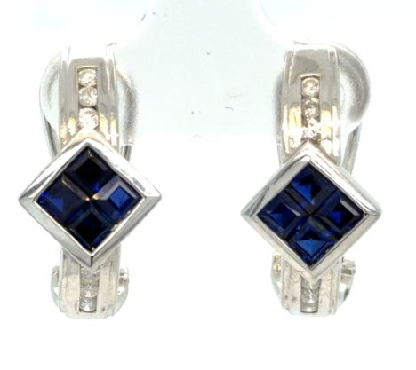White Gold Diamond and Sapphire Earrings – Empire Diamond