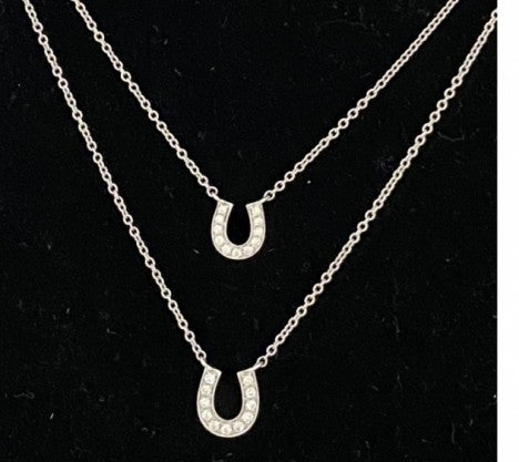 White Gold Double Diamond Horseshoe Pendant – Empire Diamond – view 2