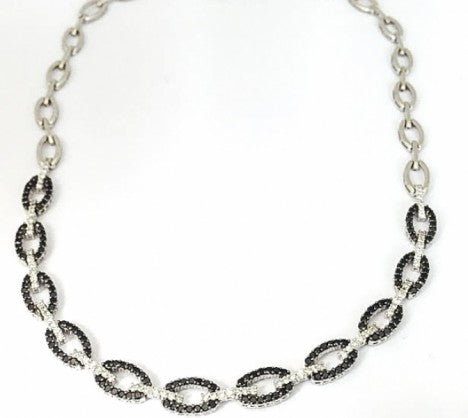 Open Oval Link Black & White Diamond Necklace – Empire Diamond