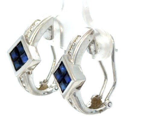 White Gold Diamond and Sapphire Earrings – Empire Diamond – view 2