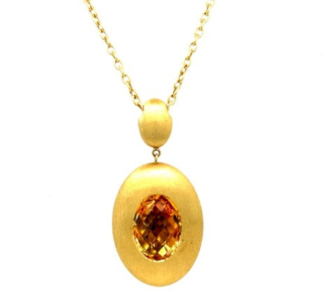 Checkerboard Cut Oval Citrine Slide Pendant – Empire Diamond – view 2