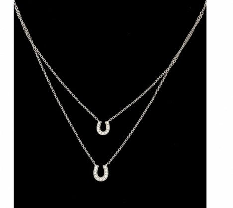 White Gold Double Diamond Horseshoe Pendant – Empire Diamond – view 3