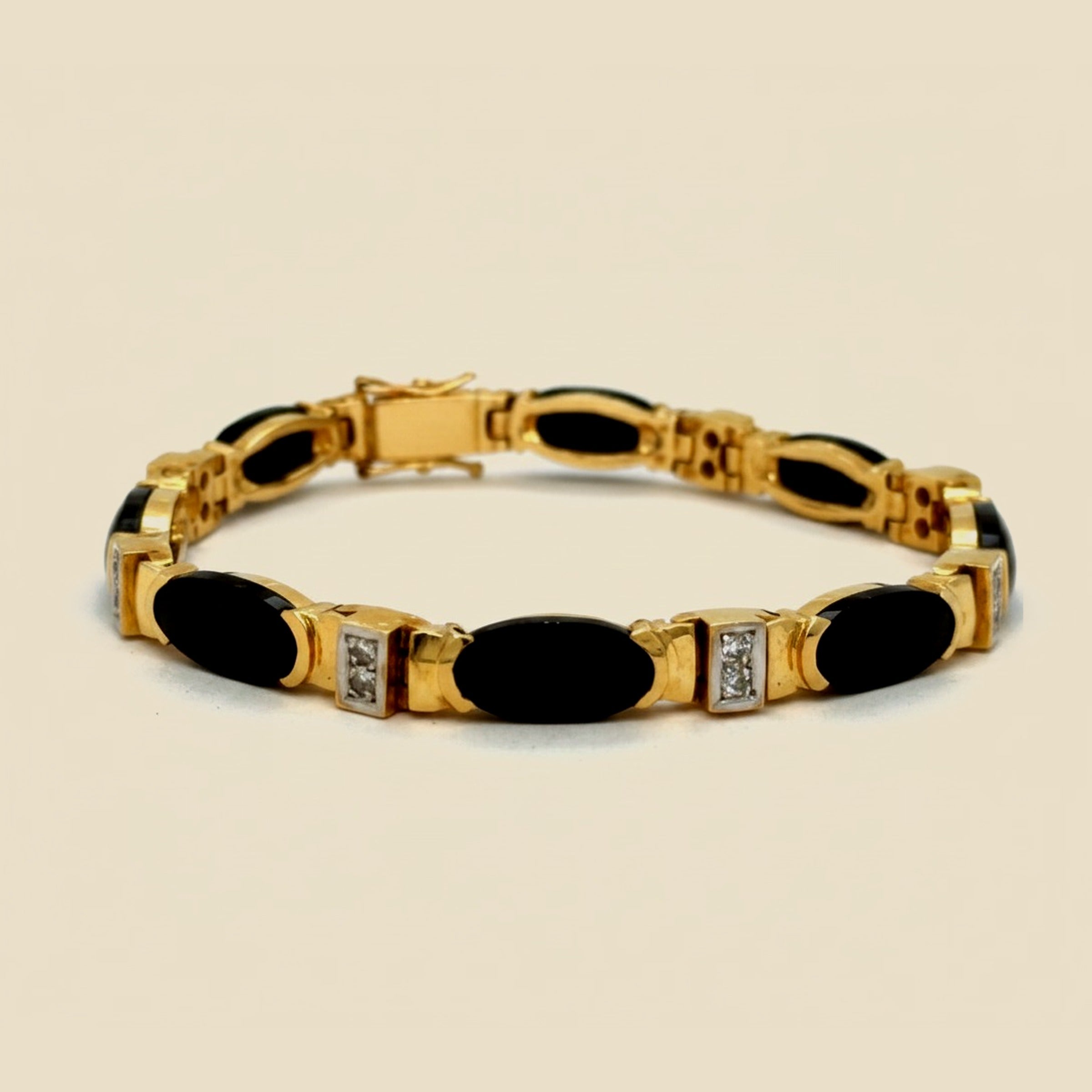 Alternating Onyx & Diamond Bar Link Bracelet – Empire Diamond