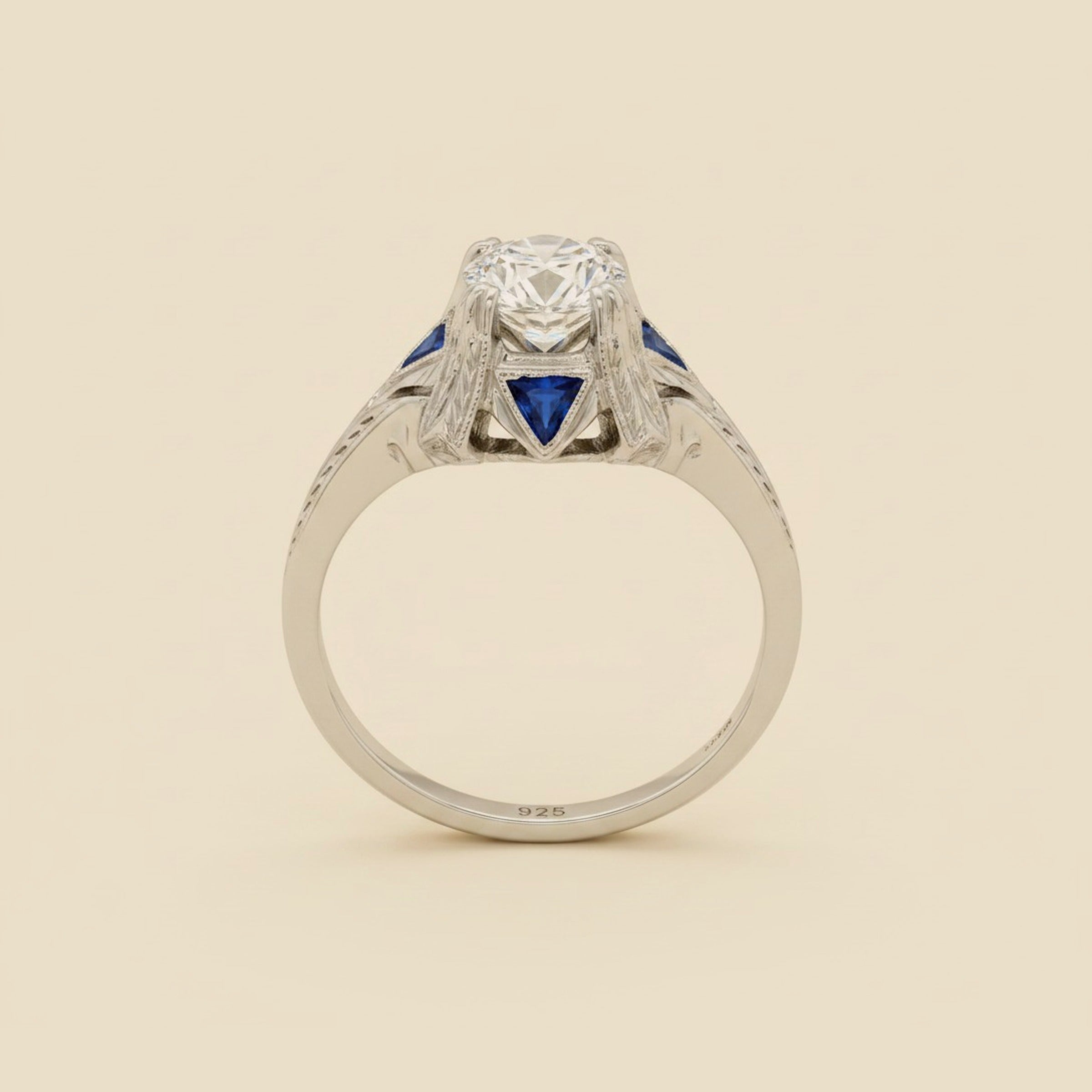 Art Deco 18K White Gold Diamond Engagement Ring – Empire Diamond – view 2