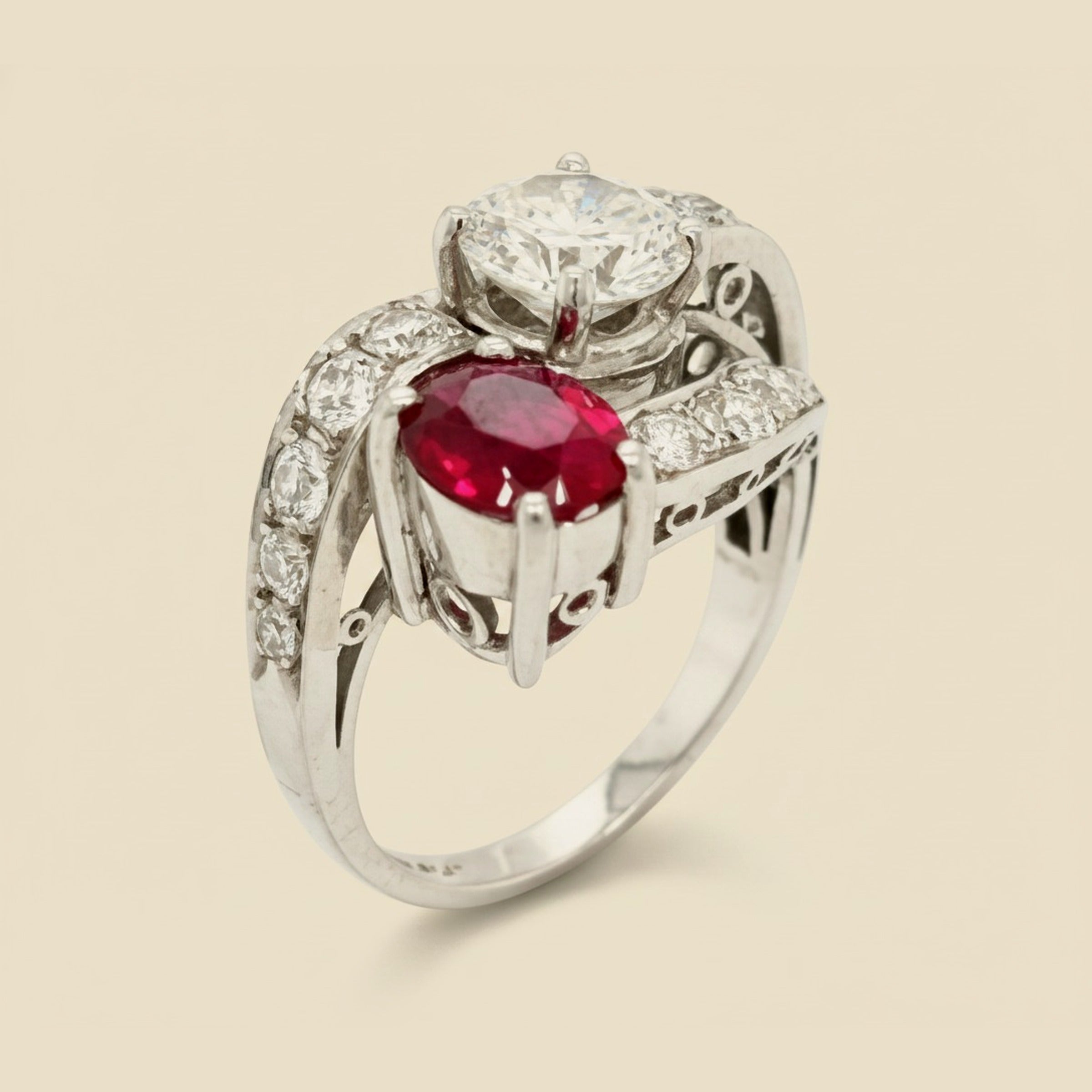 Art Deco Diamond & Ruby Cocktail Ring