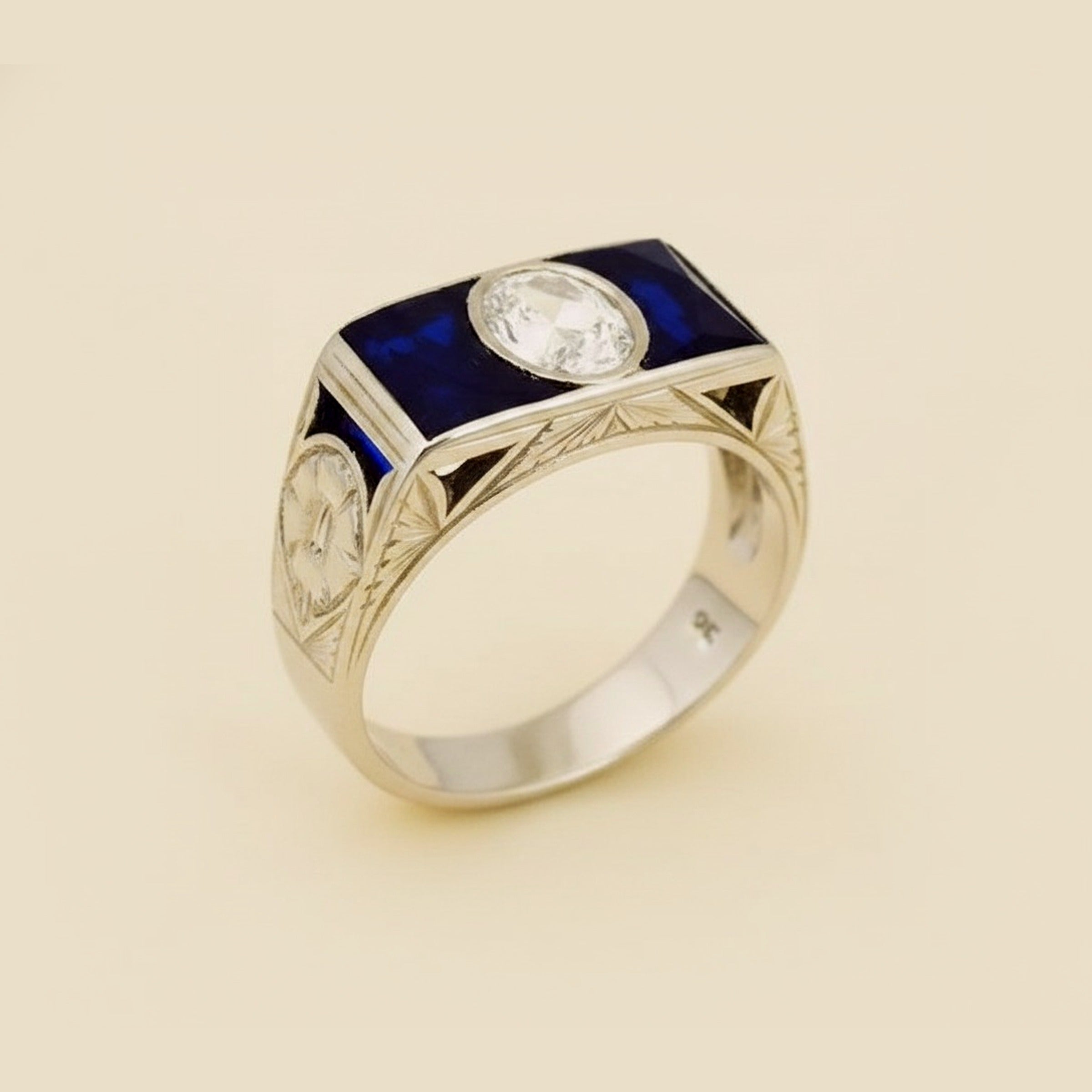 Art Deco White Gold Bezel Set Diamond Ring