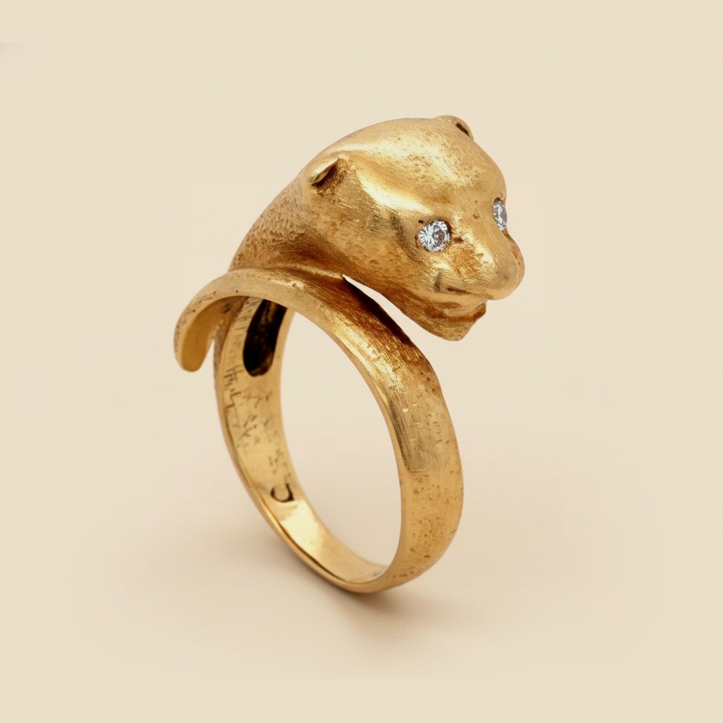 Bead Blast Yellow Gold Panther Ring – Empire Diamond
