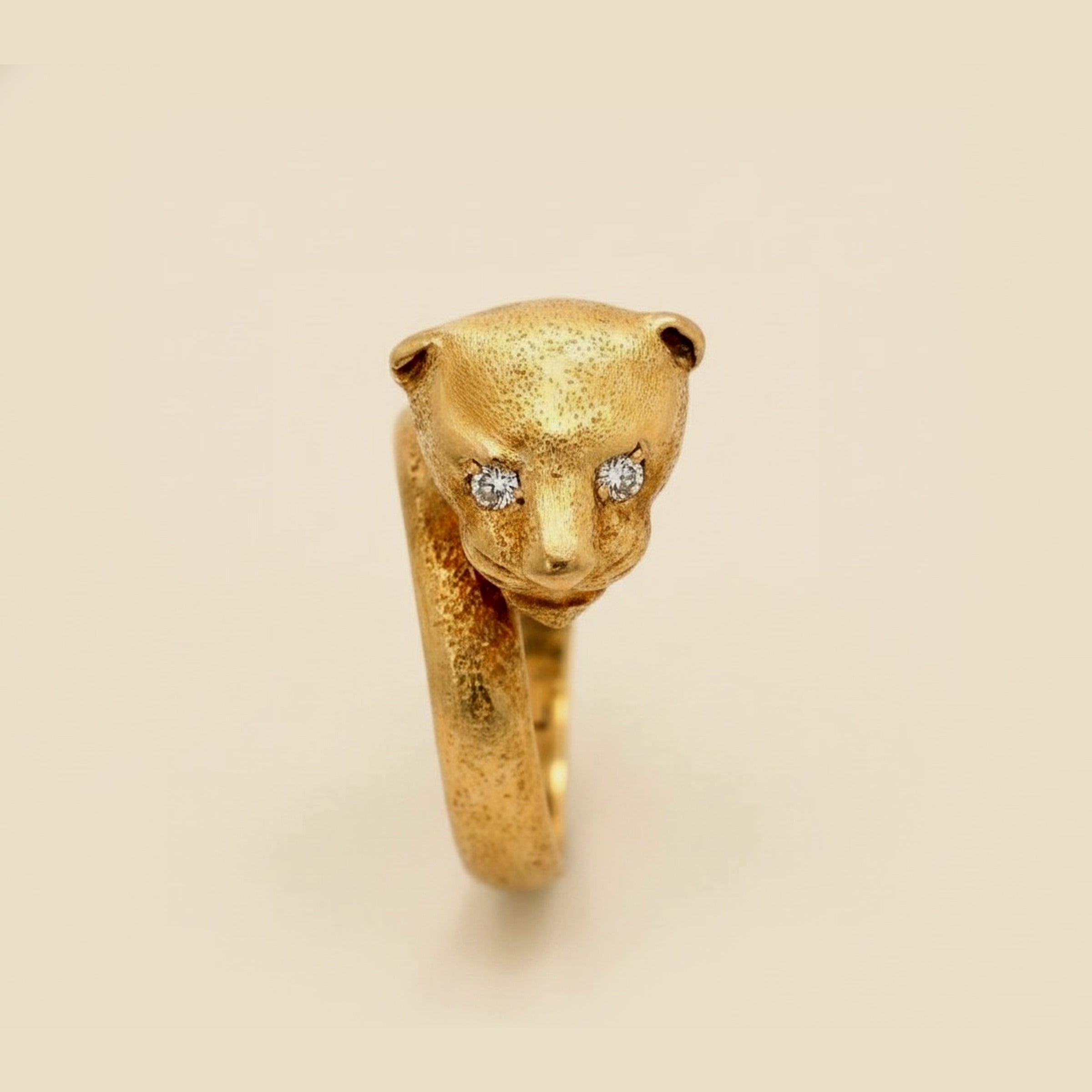 Bead Blast Yellow Gold Panther Ring – Empire Diamond – view 2
