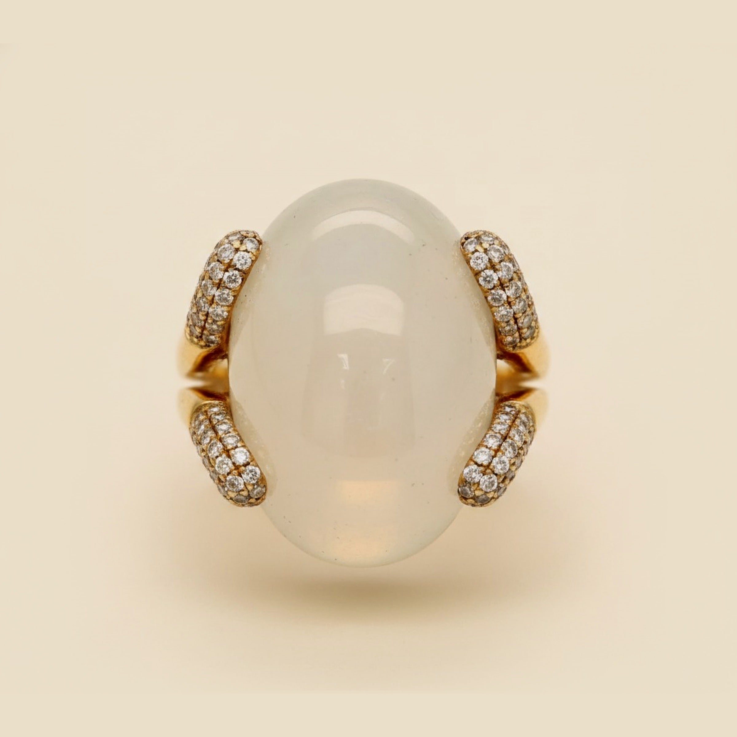 Cat's Eye Quartz & Pave Diamond Ring in Yellow – Empire Diamond – view 2