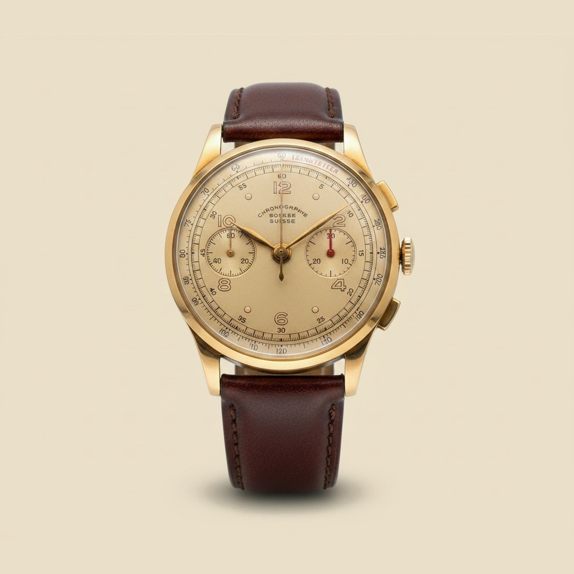 Chronographe Suisse 18k Yellow Gold Chronograph Watch