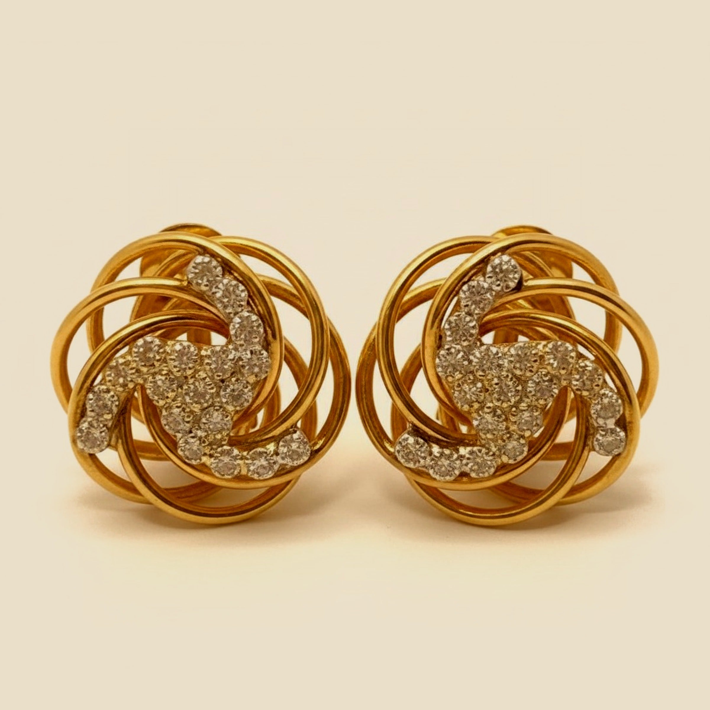 Classic Looking Yellow Gold Diamond Pinwheel Earrings – Empire Diamond