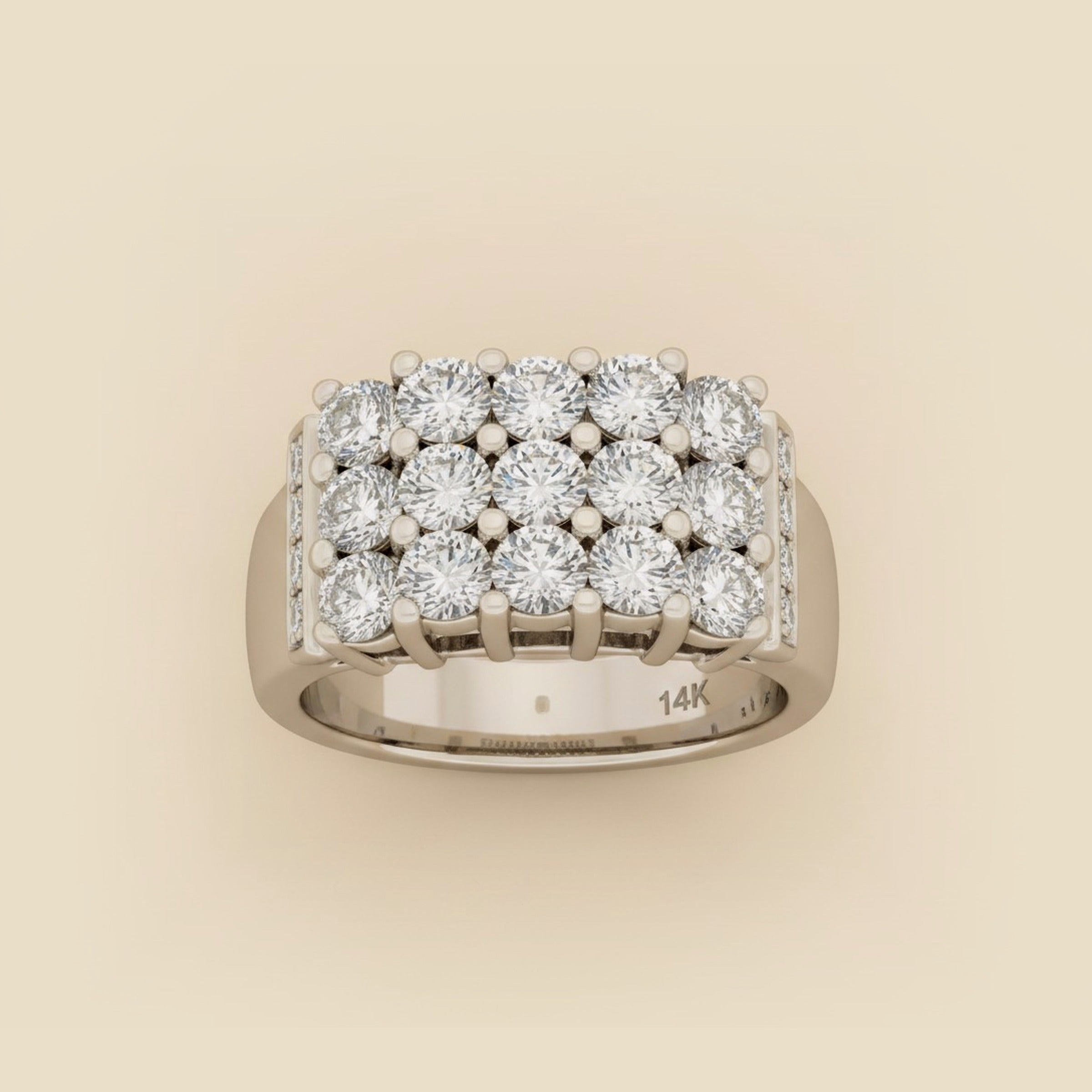 Classic White Gold Diamond Pyramid Ring – Empire Diamond – view 2