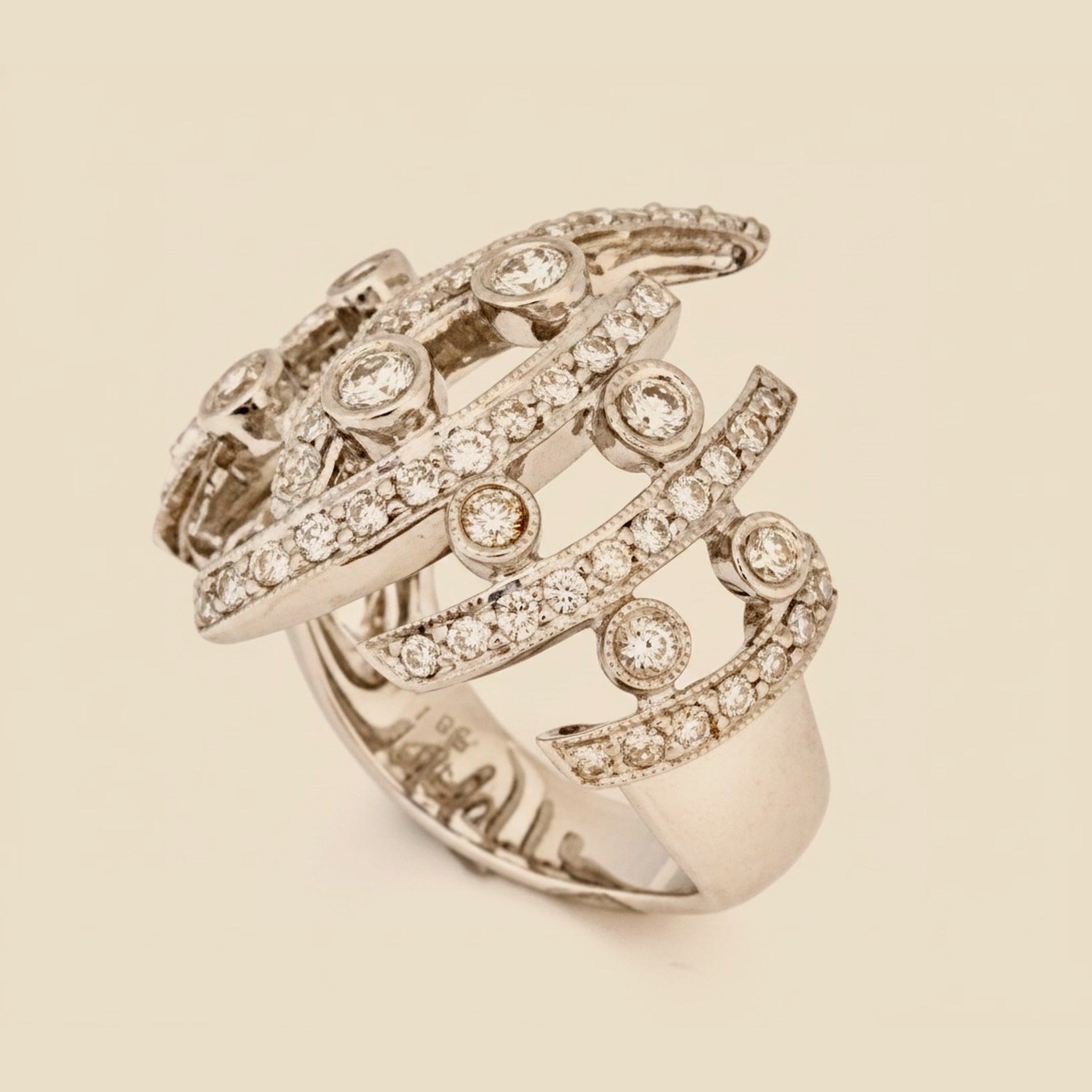 Curved Lines & Circle Diamond Cocktail Ring – Empire Diamond