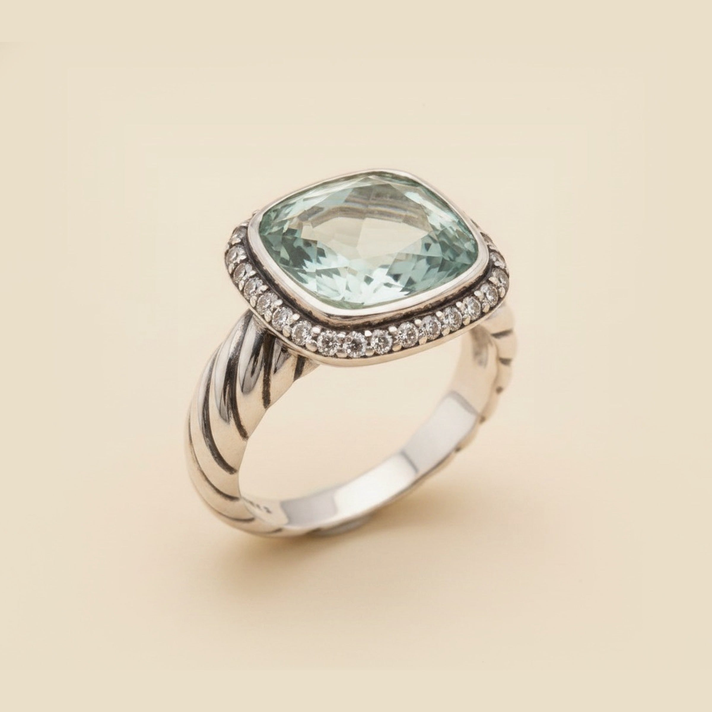 David Yurman Sterling Silver Prasiolite & Diamond Cable Ring – Empire Diamond