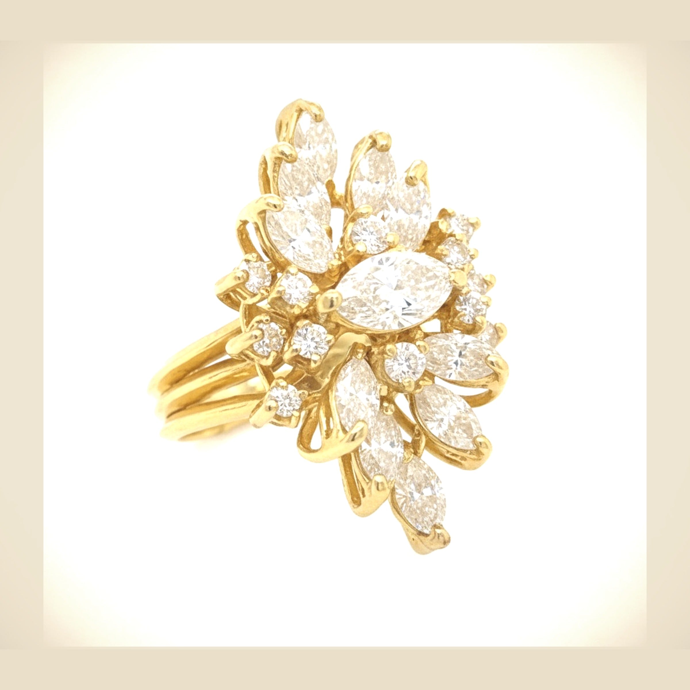 Diamond Cluster Ring with Marquise Diamond