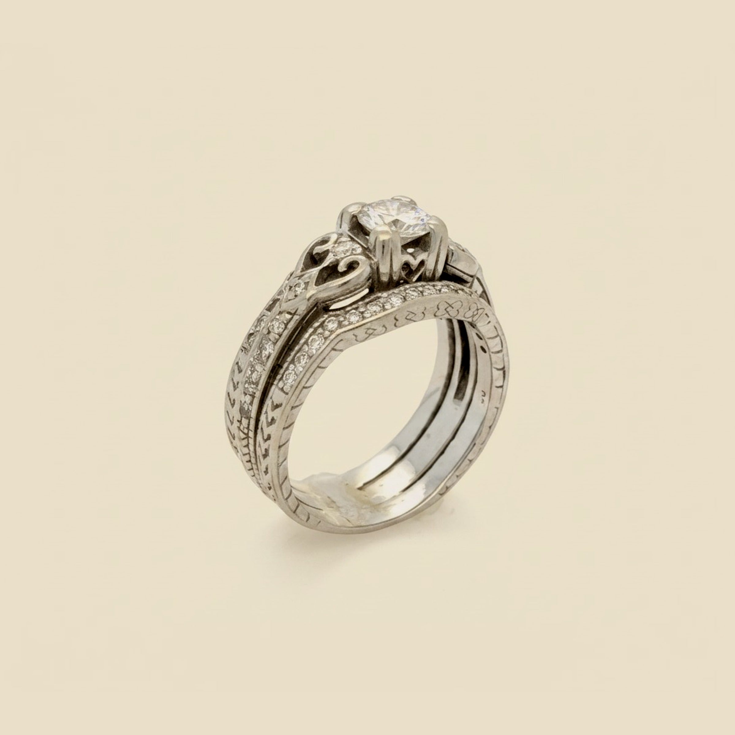 Diamond Engagement Ring & Insert Band Set