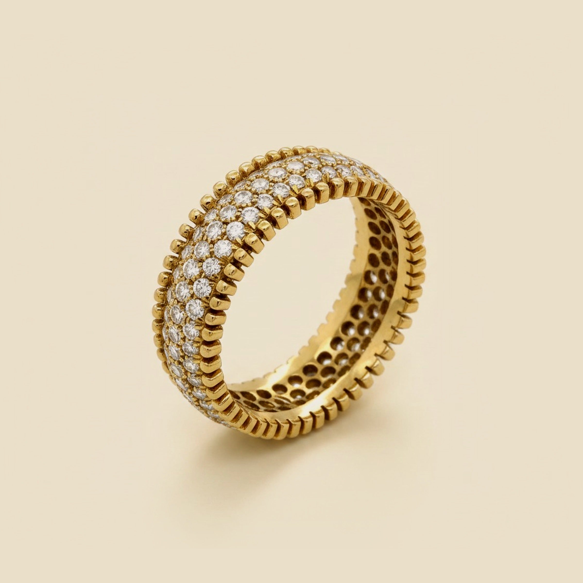 Diamond Wedding Band with Beaded Edge