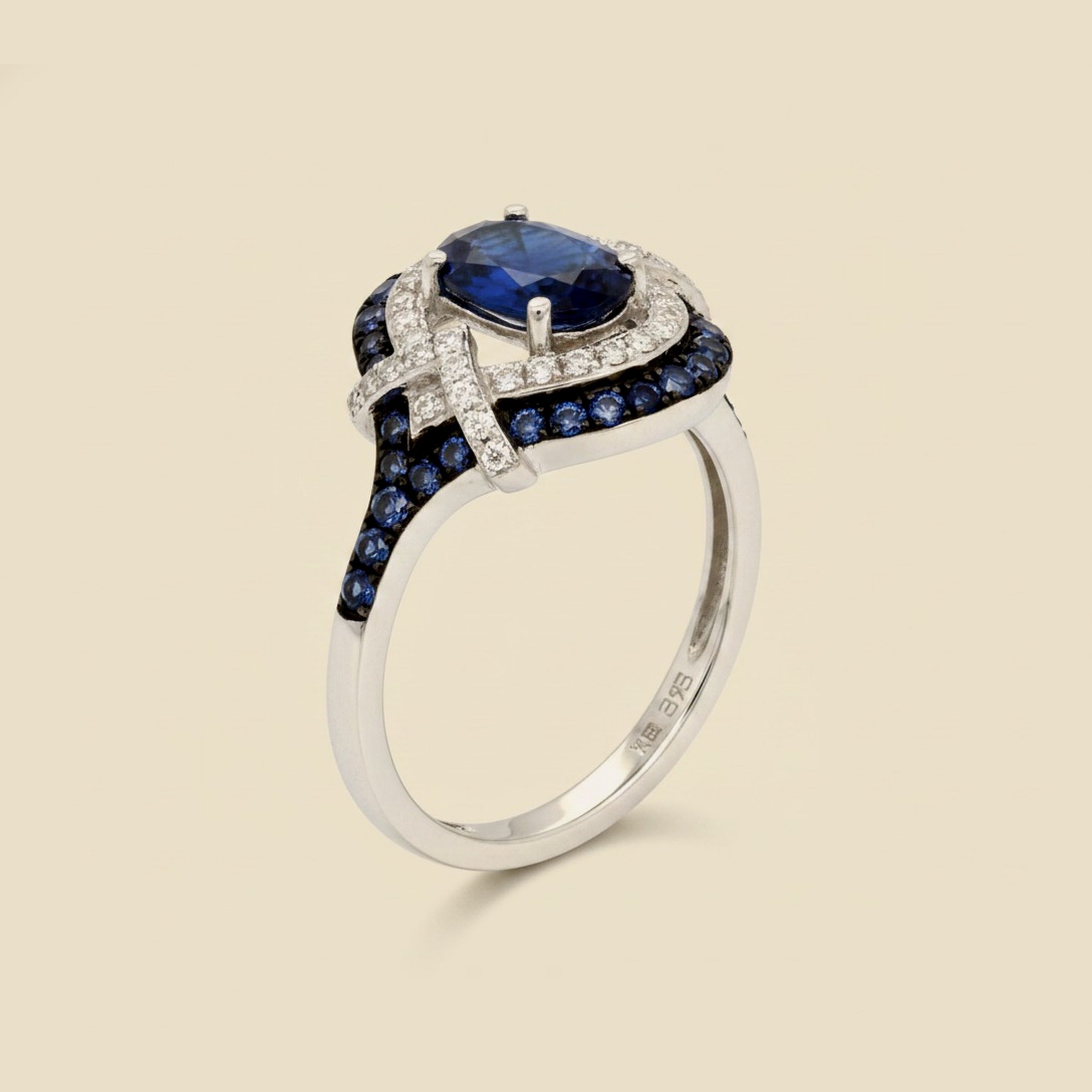 Effy 14k White Gold Sapphire & Diamond Ring