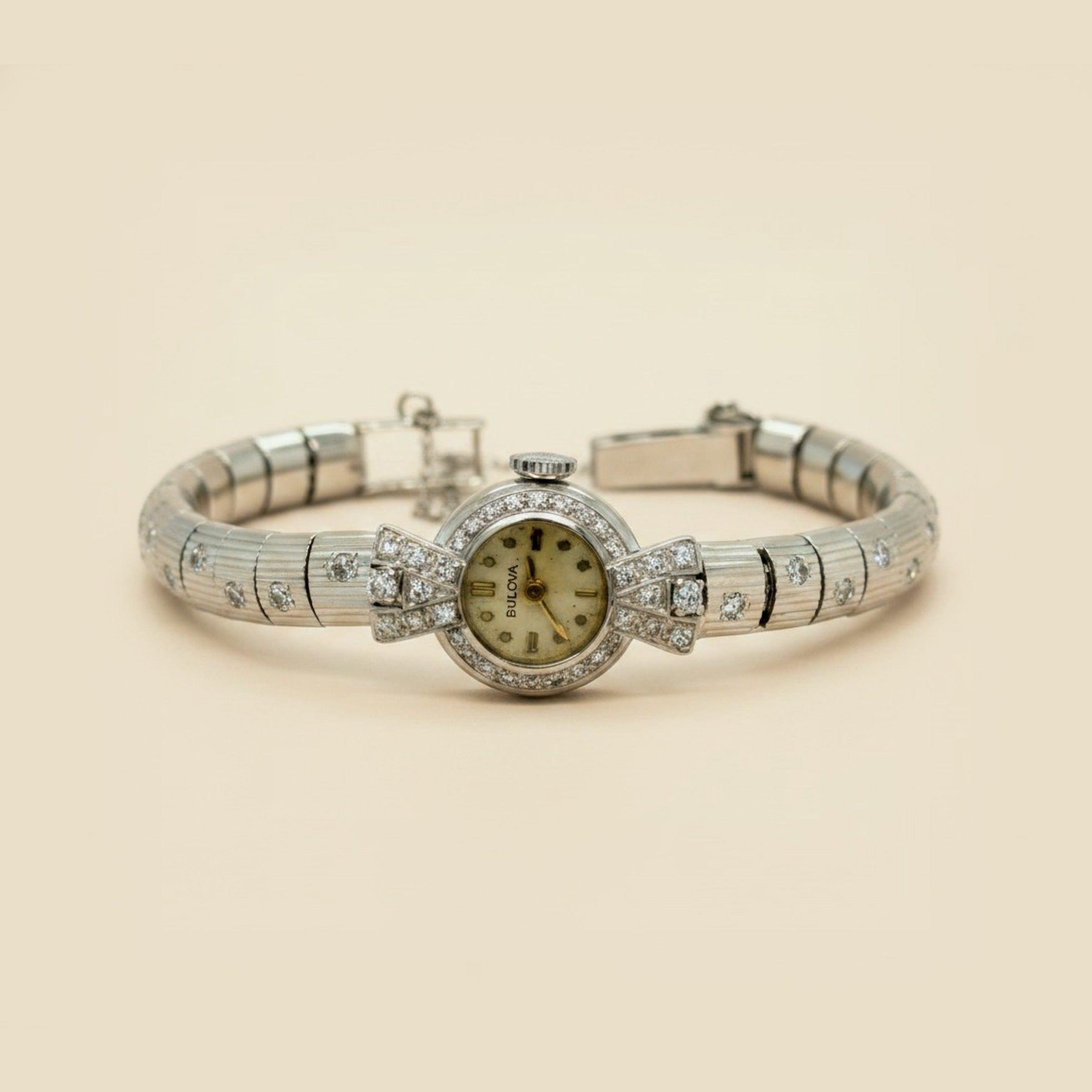 Elegand White Gold Bulova Lady's Wrist Watch