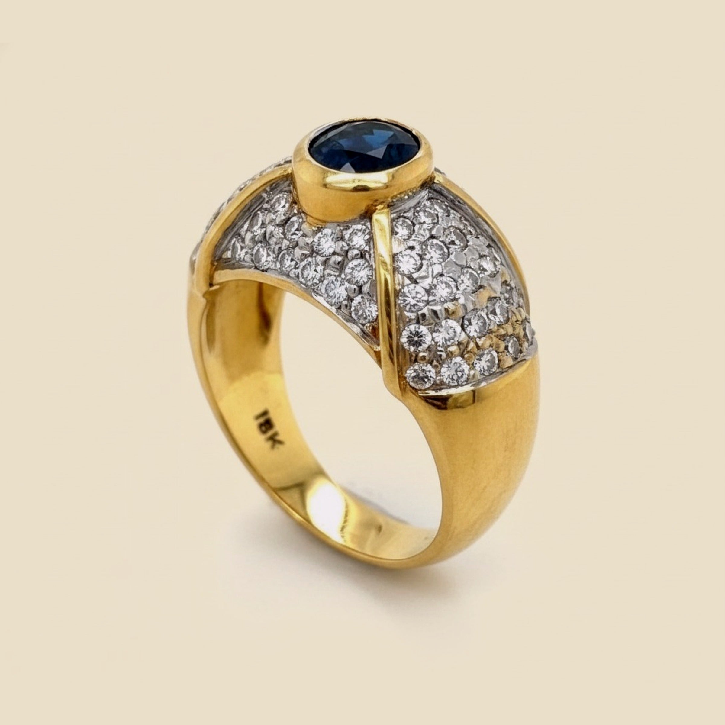 Estate Yellow Gold Sapphire & Diamond Cocktail Ring – Empire Diamond