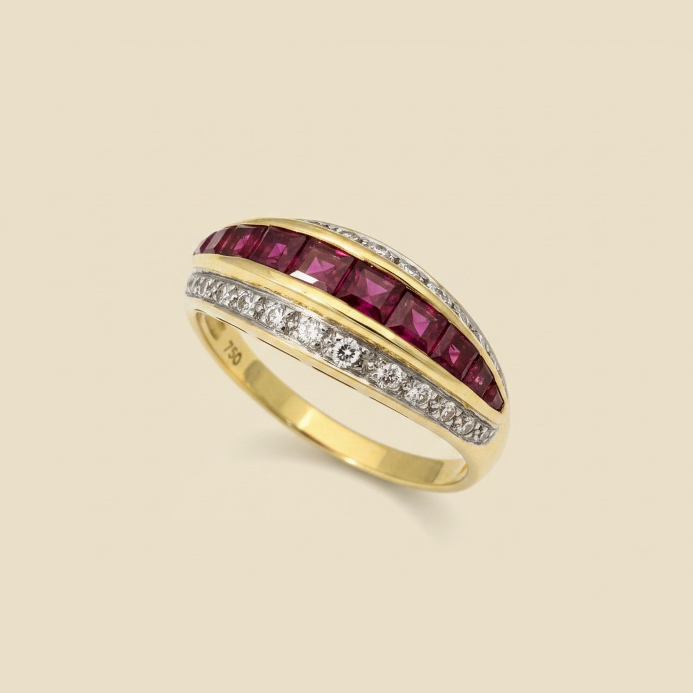 European Yellow Gold Ruby and Diamond Ring – Empire Diamond