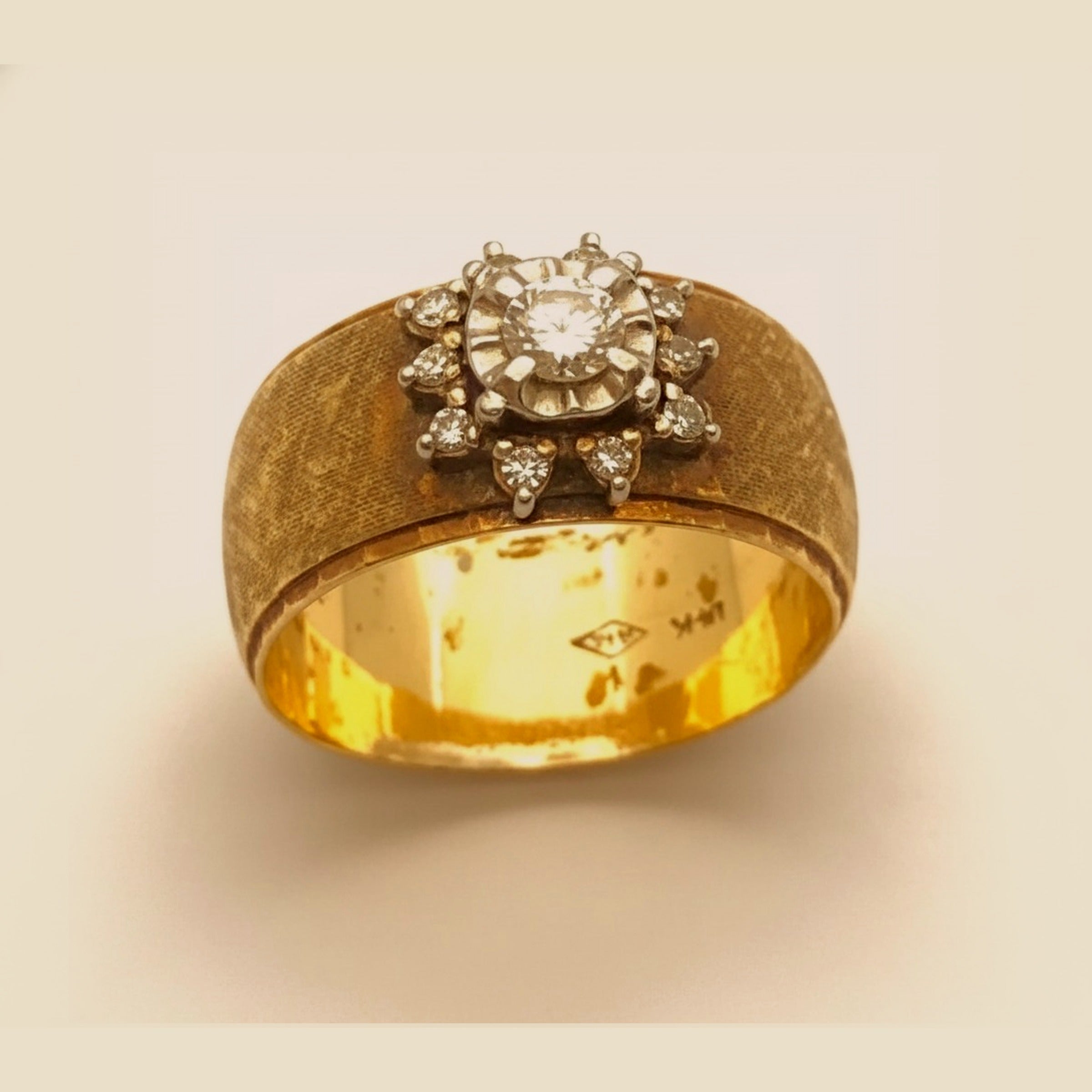 Florentine Finished Wide Diamond Cocktail Ring – Empire Diamond