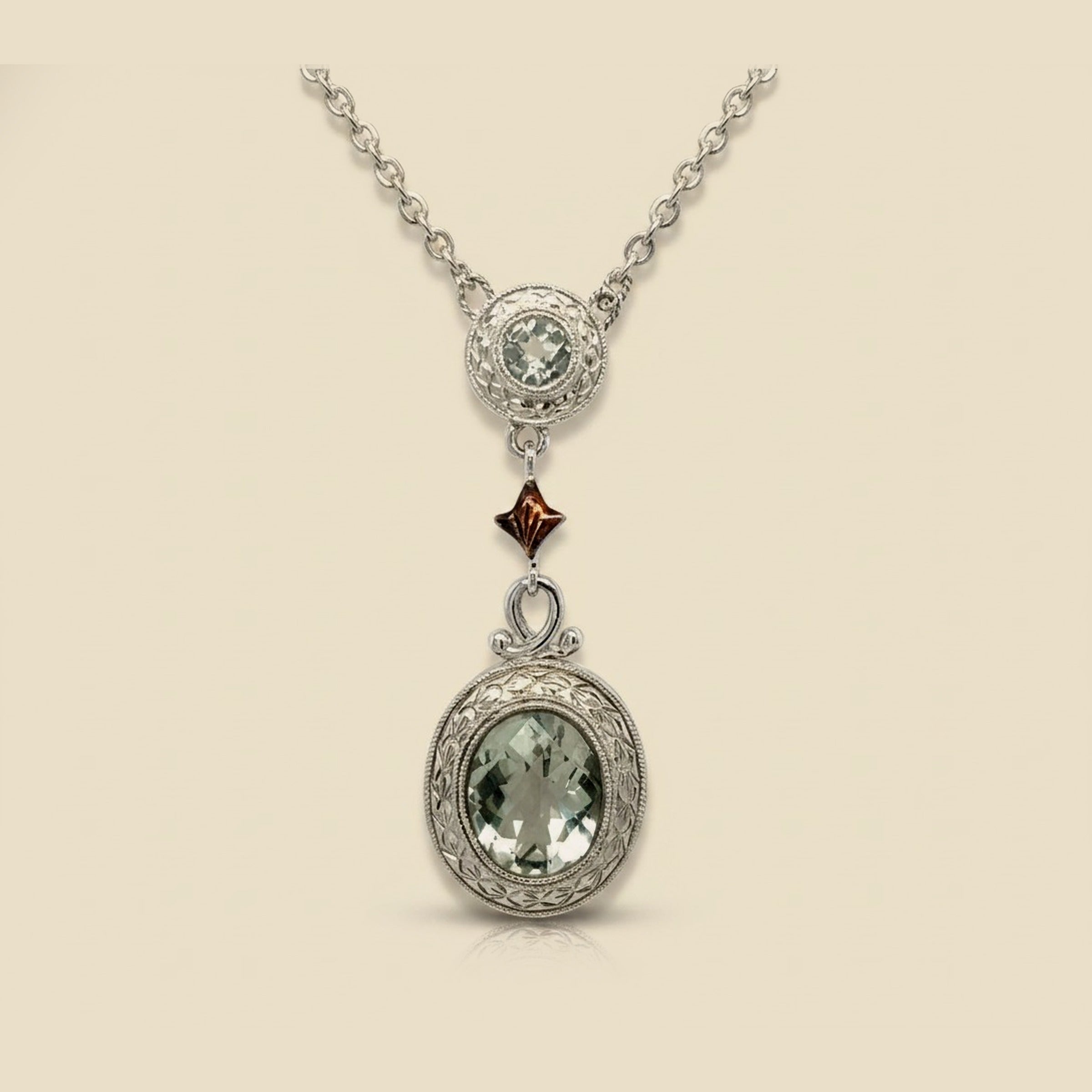 Gabriel & Co. 18k/Sterling Aquamarine Necklace