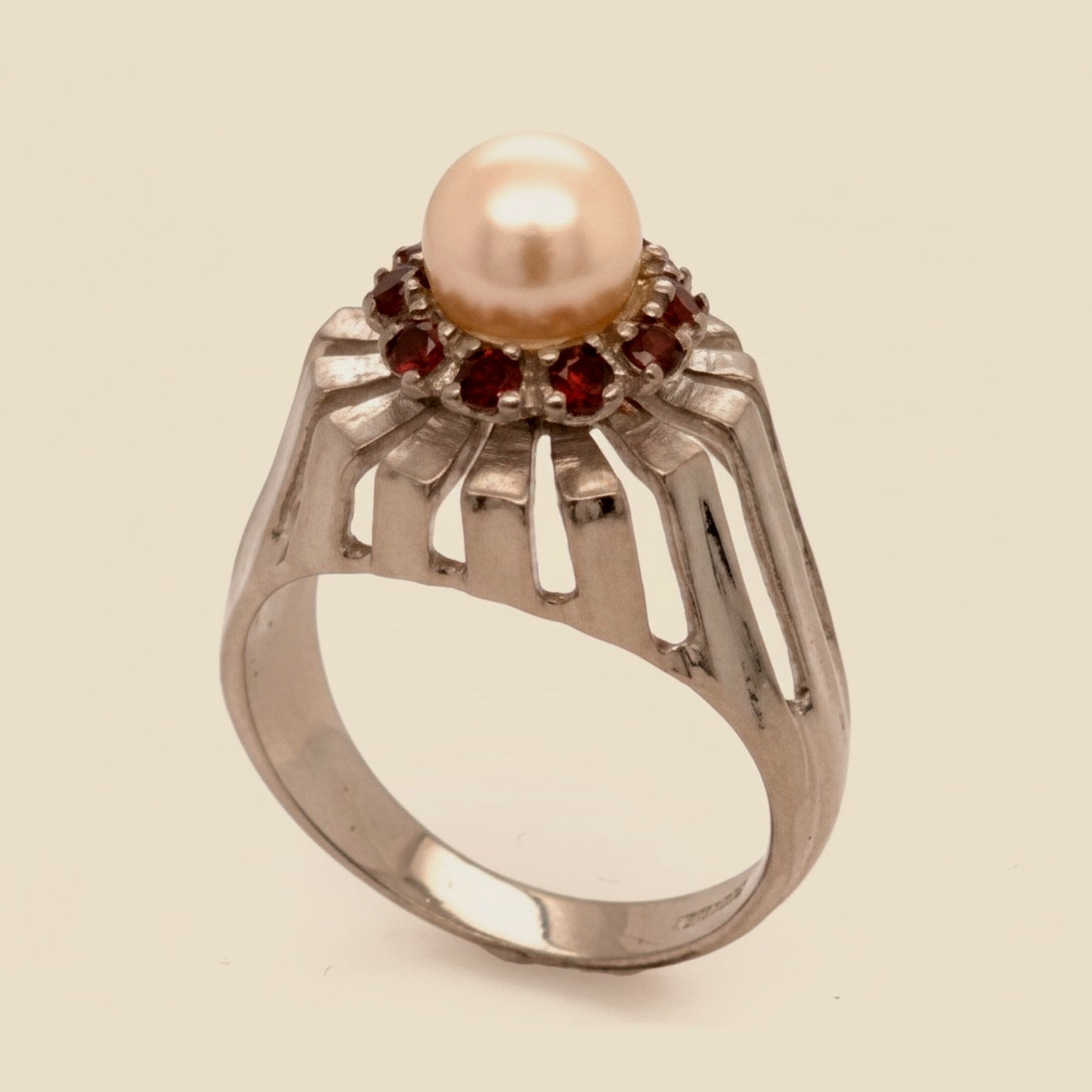 Garnet & Cultured Pearl Cocktail Ring – Empire Diamond