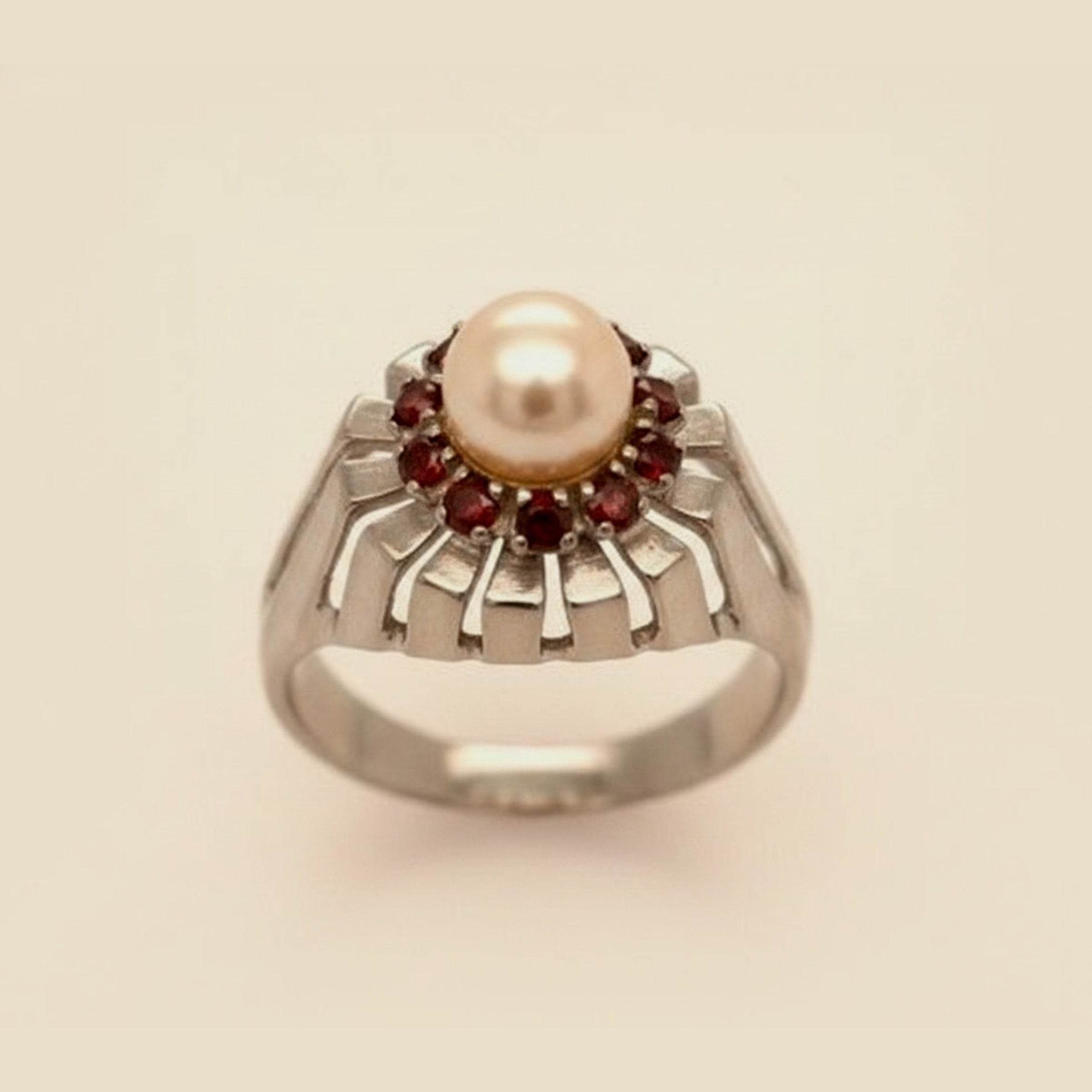 Garnet & Cultured Pearl Cocktail Ring – Empire Diamond – view 2