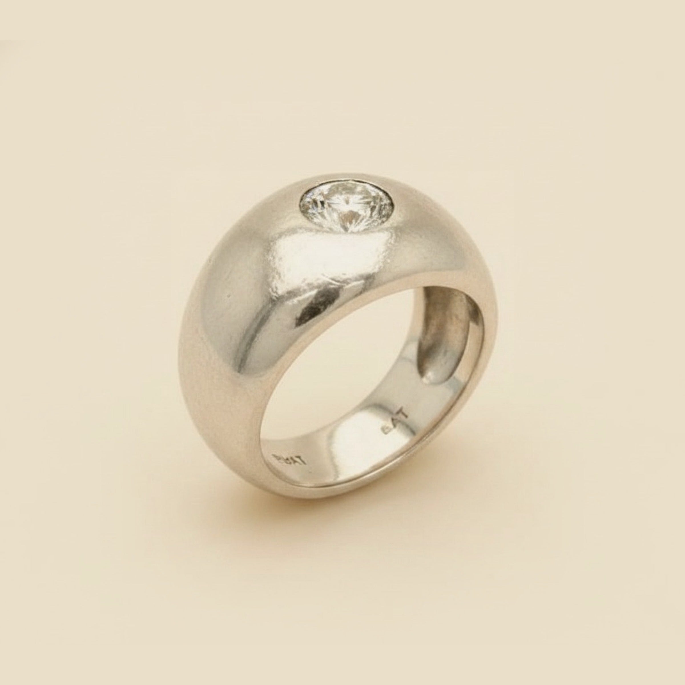 Gent's Heavy Platinum Diamond Solitaire Ring