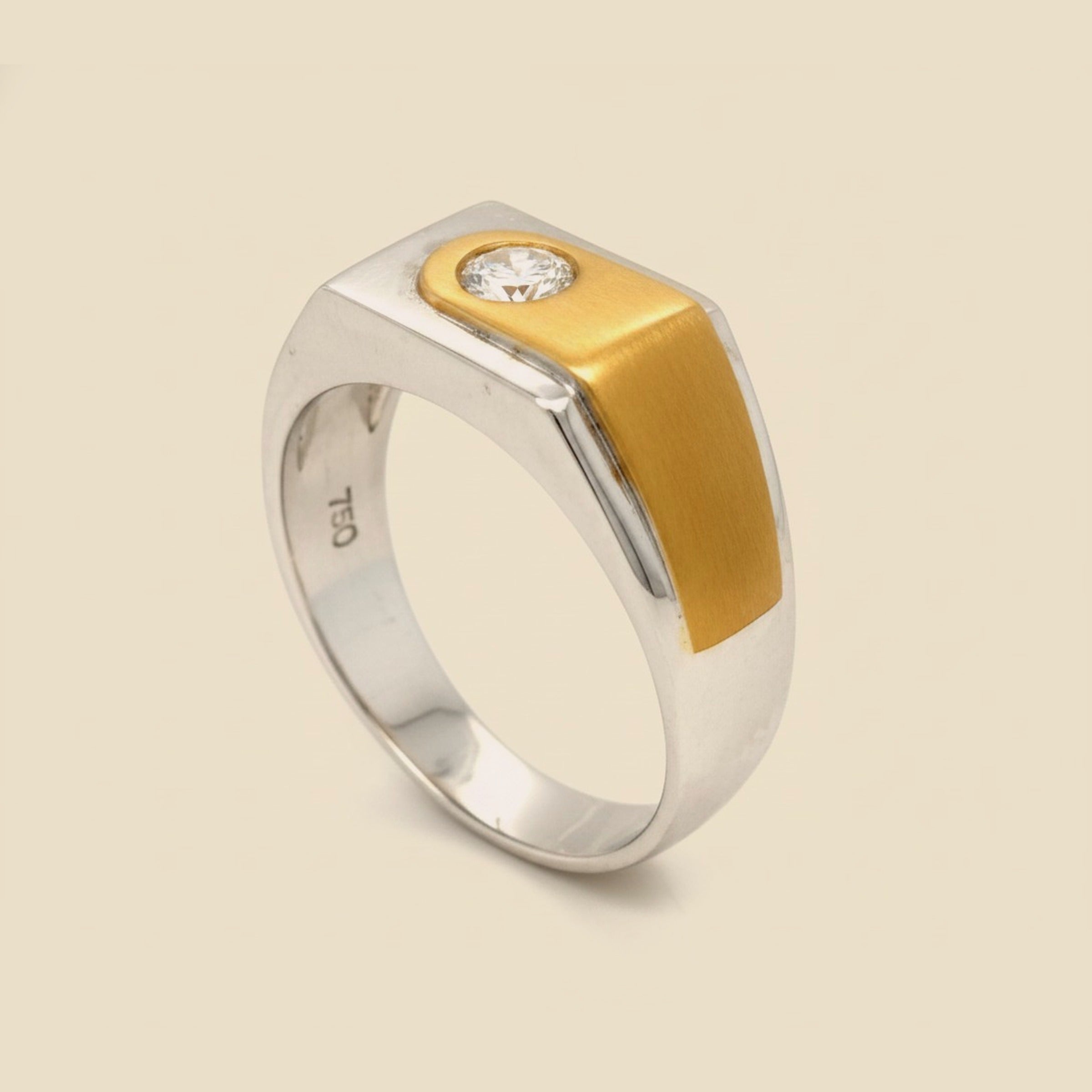 Gent's Two Tone 18k Diamond Ring