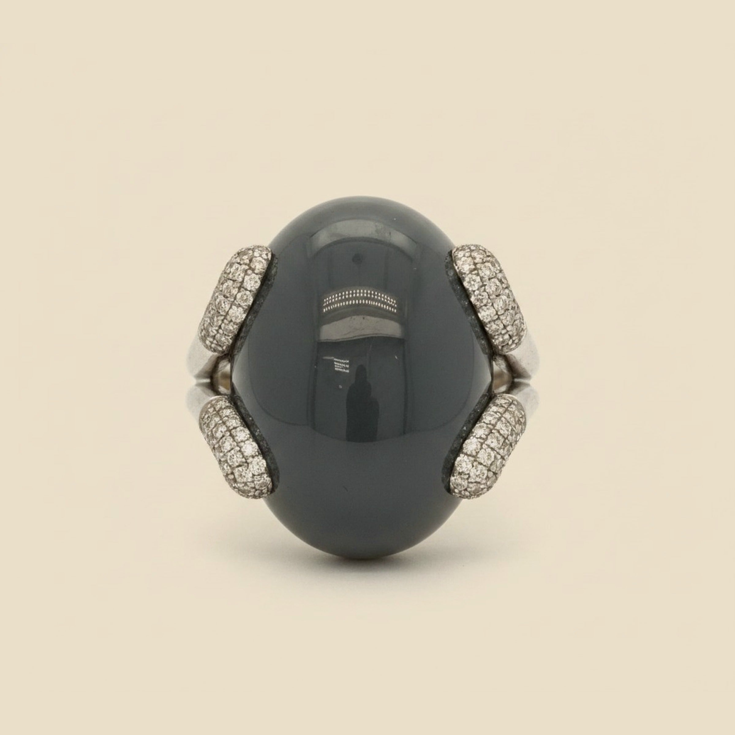 Gray Hawk's Eye Quartz & Pave Diamond Ring set – Empire Diamond – view 2