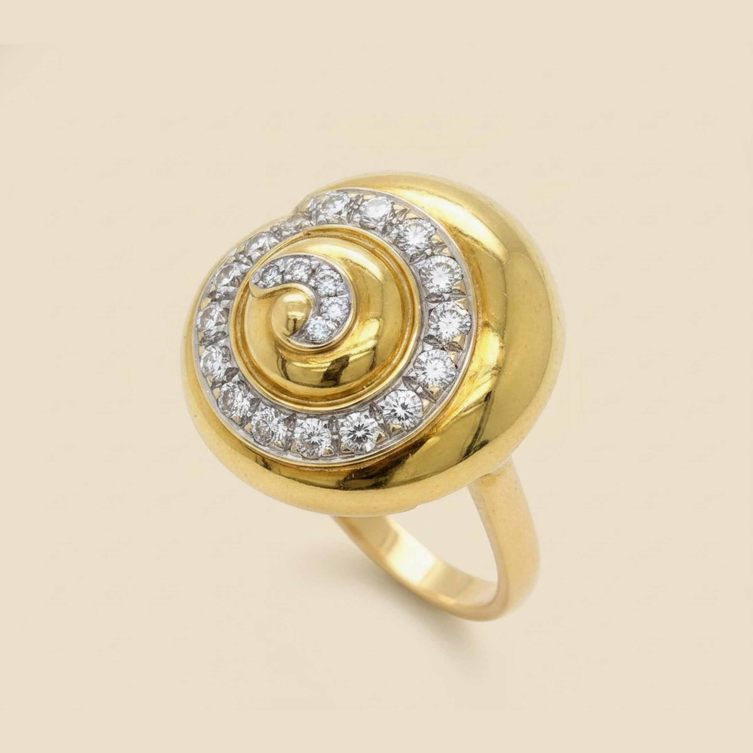 Janice Gallant Yellow Gold Diamond Snail Ring