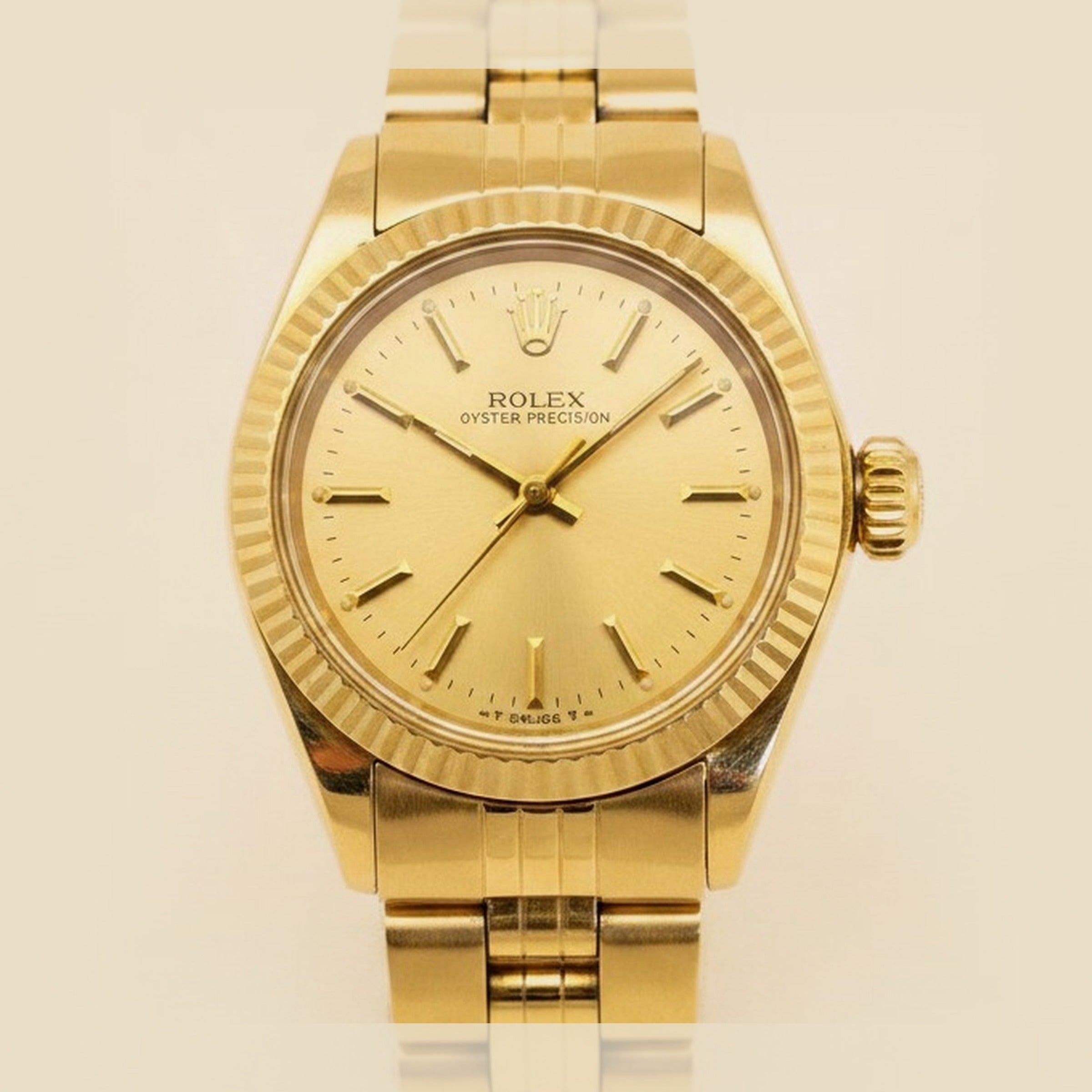 Lady's Rolex Yellow Gold Oyster Perpetual Wrist Watch – Empire Diamond – view 2
