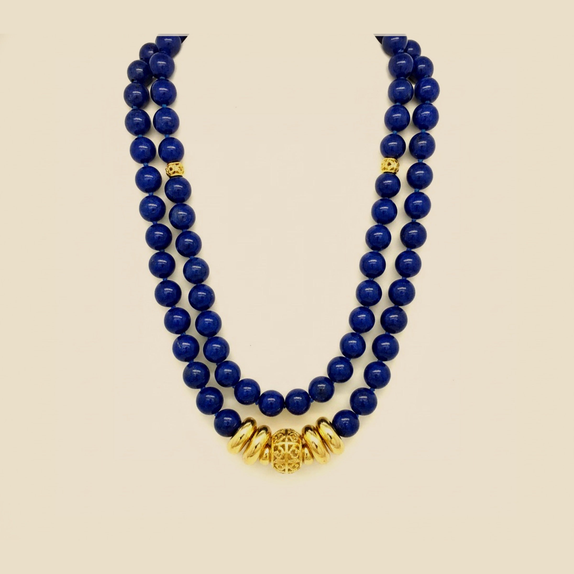 Lapis Lazuli Beads with Gold Dividers