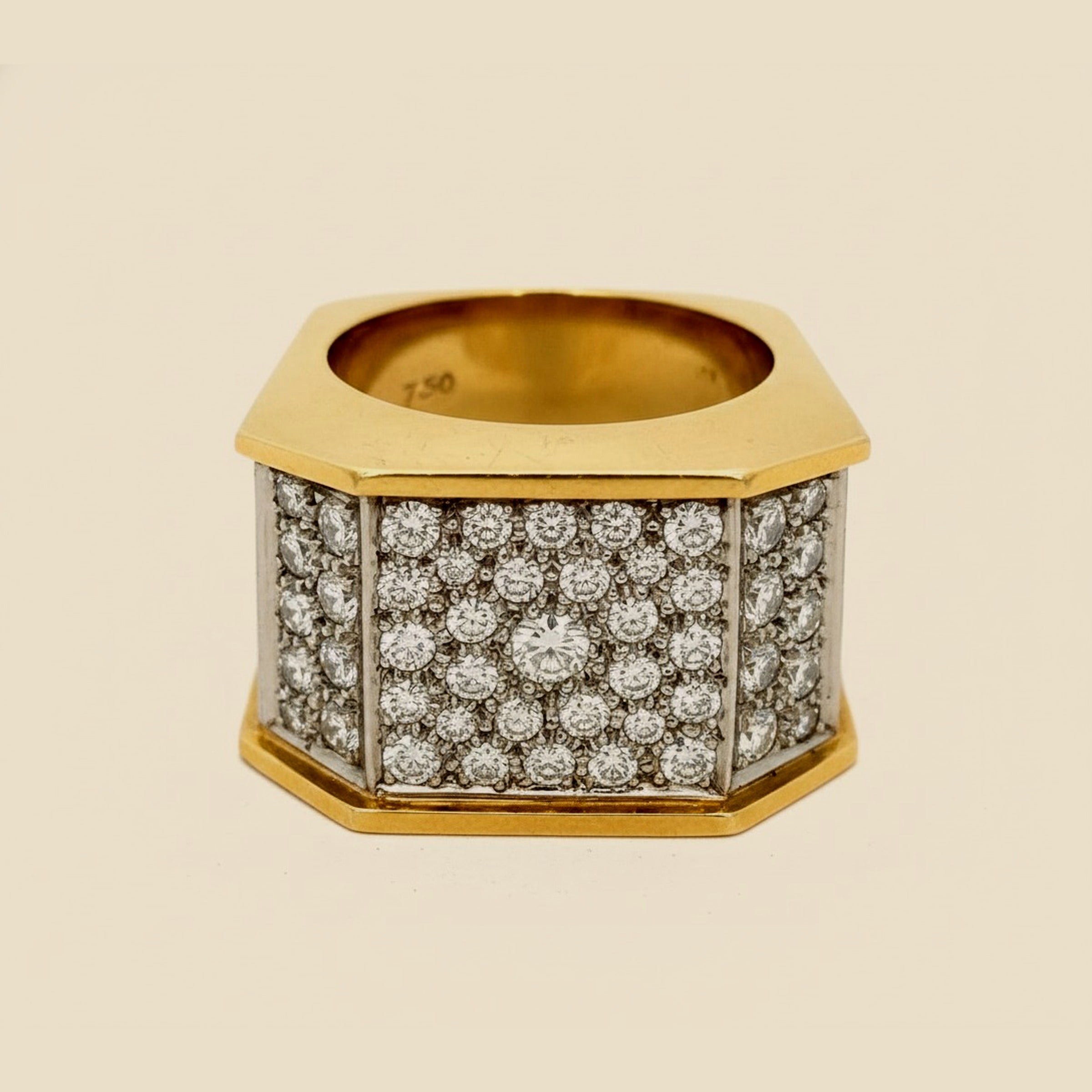 Large Yellow Gold Diamond Cocktail Ring – Empire Diamond – view 2
