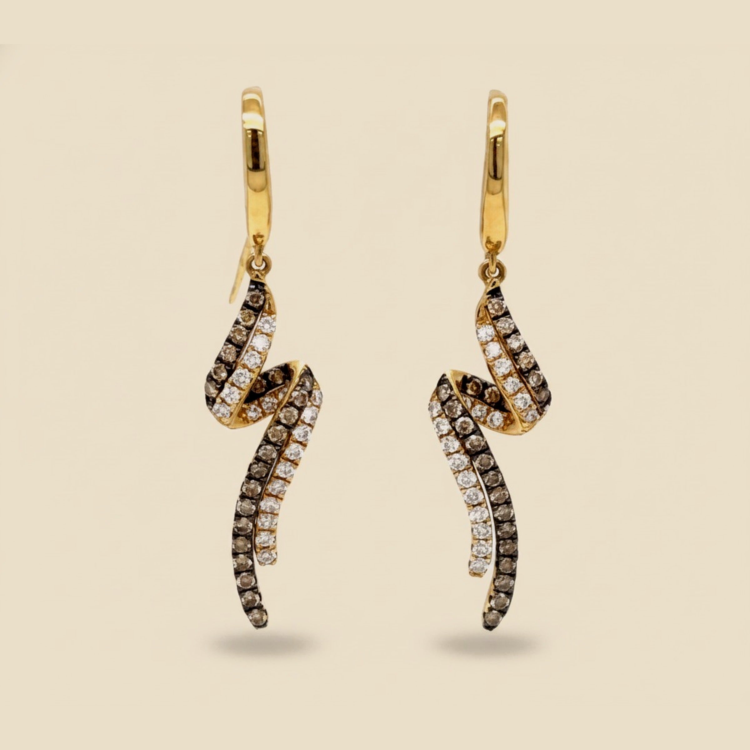 LeVian 14k Yellow Gold Diamond Zig Zag Earrings